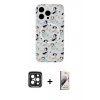 MARSİLYAN™- iPhone 15 Pro Max Kılıf Pusula Form - Siyah Bilvis 3D Mat Cam Ekran Koruyucu + PVD Metal Kamera Lens - SH