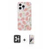 MARSİLYAN™- iPhone 15 Pro Max Kılıf Pusula Form - Siyah Bilvis 3D Mat Cam Ekran Koruyucu + PVD Metal Kamera Lens - SH