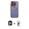 MARSİLYAN™- iPhone 15 Pro Max Kılıf Pusula Form - Siyah Bilvis 3D Mat Cam Ekran Koruyucu + PVD Metal Kamera Lens - TU