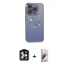 MARSİLYAN™- iPhone 15 Pro Max Kılıf Pusula Form - Siyah Bilvis 3D Mat Cam Ekran Koruyucu + PVD Metal Kamera Lens - TU