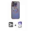 MARSİLYAN™- iPhone 15 Pro Max Kılıf Pusula Form - Siyah Bilvis 5in1 3D Magic Cam Ekran Koruyucu + Gümüş PVD Metal Kamera Lens