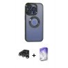 MARSİLYAN™- iPhone 15 Pro Max Kılıf Pusula Form - Siyah Bilvis 5in1 3D Magic Cam Ekran Koruyucu + Gümüş Raze Metal Kamera Lens