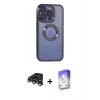 MARSİLYAN™- iPhone 15 Pro Max Kılıf Pusula Form - Siyah Bilvis 5in1 3D Magic Cam Ekran Koruyucu + Gümüş Raze Metal Kamera Lens