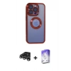 MARSİLYAN™- iPhone 15 Pro Max Kılıf Pusula Form - Siyah Bilvis 5in1 3D Magic Cam Ekran Koruyucu + Gümüş Raze Metal Kamera Lens