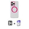 MARSİLYAN™- iPhone 15 Pro Max Kılıf Pusula Form - Siyah Bilvis 5in1 3D Magic Cam Ekran Koruyucu + PVD Metal Kamera Lens - GS