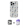 MARSİLYAN™- iPhone 15 Pro Max Kılıf Pusula Form - Siyah Bilvis 5in1 3D Magic Cam Ekran Koruyucu + PVD Metal Kamera Lens - GS