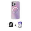 MARSİLYAN™- iPhone 15 Pro Max Kılıf Pusula Form - Siyah Bilvis 5in1 3D Magic Cam Ekran Koruyucu + PVD Metal Kamera Lens - TU