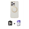 MARSİLYAN™- iPhone 15 Pro Max Kılıf Pusula Form - Siyah Bilvis 5in1 3D Magic Cam Ekran Koruyucu + PVD Metal Kamera Lens - TU