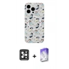 MARSİLYAN™- iPhone 15 Pro Max Kılıf Pusula Form - Siyah Bilvis 5in1 3D Magic Cam Ekran Koruyucu + PVD Metal Kamera Lens - SH