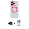 MARSİLYAN™- iPhone 15 Pro Max Kılıf Pusula Form - Siyah Bilvis 5in1 3D Magic Cam Ekran Koruyucu + Raze Metal Kamera Lens - TMGI