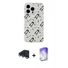 MARSİLYAN™- iPhone 15 Pro Max Kılıf Pusula Form - Siyah Bilvis 5in1 3D Magic Cam Ekran Koruyucu + Raze Metal Kamera Lens - LT