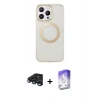MARSİLYAN™- iPhone 15 Pro Max Kılıf Pusula Form - Siyah Bilvis 5in1 3D Magic Cam Ekran Koruyucu + Raze Metal Kamera Lens - LT