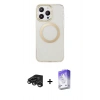 MARSİLYAN™- iPhone 15 Pro Max Kılıf Pusula Form - Siyah Bilvis 5in1 3D Magic Cam Ekran Koruyucu + Raze Metal Kamera Lens - TMGI