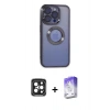 MARSİLYAN™- iPhone 15 Pro Max Kılıf Pusula Form - Siyah Bilvis 5in1 3D Magic Cam Ekran Koruyucu + PVD Metal Kamera Lens - SH