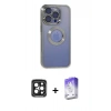 MARSİLYAN™- iPhone 15 Pro Max Kılıf Pusula Form - Siyah Bilvis 5in1 3D Magic Cam Ekran Koruyucu + PVD Metal Kamera Lens - SH