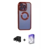 MARSİLYAN™- iPhone 15 Pro Max Kılıf Pusula Form - Siyah Bilvis 5in1 3D Magic Cam Ekran Koruyucu + Raze Metal Kamera Lens - SH