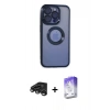 MARSİLYAN™- iPhone 15 Pro Max Kılıf Pusula Form - Siyah Bilvis 5in1 3D Magic Cam Ekran Koruyucu + Raze Metal Kamera Lens - TMGI