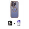 MARSİLYAN™- iPhone 15 Pro Max Kılıf Pusula Form - Siyah Bilvis 5in1 3D Magic Cam Ekran Koruyucu + PVD Metal Kamera Lens - TU