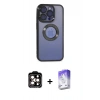 MARSİLYAN™- iPhone 15 Pro Max Kılıf Pusula Form - Siyah Bilvis 5in1 3D Magic Cam Ekran Koruyucu + PVD Metal Kamera Lens - TU