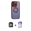 MARSİLYAN™- iPhone 15 Pro Max Kılıf Pusula Form - Siyah Bilvis 5in1 3D Magic Cam Ekran Koruyucu + PVD Metal Kamera Lens - TU