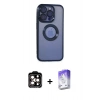 MARSİLYAN™- iPhone 15 Pro Max Kılıf Pusula Form - Siyah Bilvis 5in1 3D Magic Cam Ekran Koruyucu + PVD Metal Kamera Lens - TU