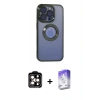 MARSİLYAN™- iPhone 15 Pro Max Kılıf Pusula Form - Siyah Bilvis 5in1 3D Magic Cam Ekran Koruyucu + PVD Metal Kamera Lens - TU