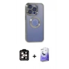 MARSİLYAN™- iPhone 15 Pro Max Kılıf Pusula Form - Siyah Bilvis 5in1 5D Magic Hayalet Cam Ekran Koruyucu + PVD Metal Kamera Lens - TU