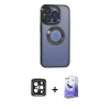 MARSİLYAN™- iPhone 15 Pro Max Kılıf Pusula Form - Siyah Bilvis 5in1 5D Magic Hayalet Cam Ekran Koruyucu + PVD Metal Kamera Lens - SH