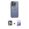 MARSİLYAN™- iPhone 15 Pro Max Kılıf Pusula Form - Siyah Bilvis 5in1 5D Magic Hayalet Cam Ekran Koruyucu + PVD Metal Kamera Lens - LT