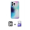 MARSİLYAN™- iPhone 15 Pro Max Kılıf Pusula Form - Siyah Bilvis 5in1 5D Magic Hayalet Cam Ekran Koruyucu + Gümüş PVD Metal Kamera Lens