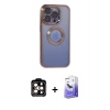 MARSİLYAN™- iPhone 15 Pro Max Kılıf Pusula Form - Siyah Bilvis 5in1 5D Magic Hayalet Cam Ekran Koruyucu + PVD Metal Kamera Lens - TU