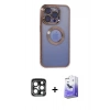 MARSİLYAN™- iPhone 15 Pro Max Kılıf Pusula Form - Siyah Bilvis 5in1 5D Magic Hayalet Cam Ekran Koruyucu + PVD Metal Kamera Lens - LT