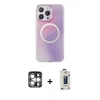 MARSİLYAN™- iPhone 15 Pro Max Kılıf Pusula Form - Siyah Bilvis Hayalet Cam Ekran Koruyucu + PVD Metal Kamera Lens - GS