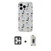MARSİLYAN™- iPhone 15 Pro Max Kılıf Pusula Form - Siyah Bilvis Hayalet Cam Ekran Koruyucu + PVD Metal Kamera Lens - GS