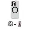 MARSİLYAN™- iPhone 15 Pro Max Kılıf Pusula Form - Siyah Bilvis Hayalet Cam Ekran Koruyucu + PVD Metal Kamera Lens - GS
