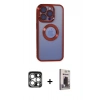 MARSİLYAN™- iPhone 15 Pro Max Kılıf Pusula Form - Siyah Bilvis Hayalet Cam Ekran Koruyucu + Gümüş PVD Metal Kamera Lens