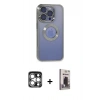 MARSİLYAN™- iPhone 15 Pro Max Kılıf Pusula Form - Siyah Bilvis Hayalet Cam Ekran Koruyucu + Gümüş PVD Metal Kamera Lens