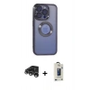MARSİLYAN™- iPhone 15 Pro Max Kılıf Pusula Form - Siyah Bilvis Hayalet Cam Ekran Koruyucu + Raze Metal Kamera Lens - GS