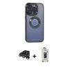 MARSİLYAN™- iPhone 15 Pro Max Kılıf Pusula Form - Siyah Bilvis Hayalet Cam Ekran Koruyucu + Raze Metal Kamera Lens - GS