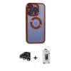 MARSİLYAN™- iPhone 15 Pro Max Kılıf Pusula Form - Siyah Bilvis Hayalet Cam Ekran Koruyucu + Raze Metal Kamera Lens - GS