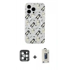 MARSİLYAN™- iPhone 15 Pro Max Kılıf Pusula Form - Siyah Bilvis Hayalet Cam Ekran Koruyucu + PVD Metal Kamera Lens - LT