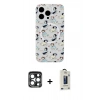 MARSİLYAN™- iPhone 15 Pro Max Kılıf Pusula Form - Siyah Bilvis Hayalet Cam Ekran Koruyucu + PVD Metal Kamera Lens - LT