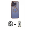 MARSİLYAN™- iPhone 15 Pro Max Kılıf Pusula Form - Siyah Bilvis Hayalet Cam Ekran Koruyucu + PVD Metal Kamera Lens - LT