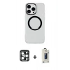 MARSİLYAN™- iPhone 15 Pro Max Kılıf Pusula Form - Siyah Bilvis Hayalet Cam Ekran Koruyucu + PVD Metal Kamera Lens - LT