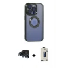 MARSİLYAN™- iPhone 15 Pro Max Kılıf Pusula Form - Siyah Bilvis Hayalet Cam Ekran Koruyucu + Raze Metal Kamera Lens - LT