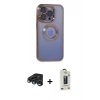 MARSİLYAN™- iPhone 15 Pro Max Kılıf Pusula Form - Siyah Bilvis Hayalet Cam Ekran Koruyucu + Raze Metal Kamera Lens - LT