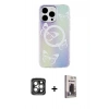 MARSİLYAN™- iPhone 15 Pro Max Kılıf Pusula Form - Siyah Bilvis Hayalet Cam Ekran Koruyucu + PVD Metal Kamera Lens - GI
