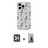 MARSİLYAN™- iPhone 15 Pro Max Kılıf Pusula Form - Siyah Bilvis Hayalet Cam Ekran Koruyucu + PVD Metal Kamera Lens - GI
