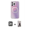 MARSİLYAN™- iPhone 15 Pro Max Kılıf Pusula Form - Siyah Bilvis Hayalet Cam Ekran Koruyucu + PVD Metal Kamera Lens - GI