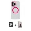 MARSİLYAN™- iPhone 15 Pro Max Kılıf Pusula Form - Siyah Bilvis Hayalet Cam Ekran Koruyucu + PVD Metal Kamera Lens - GI